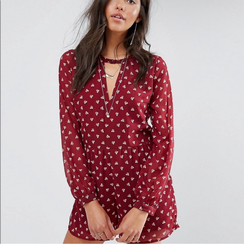 NWOT A&F Maroon Floral Romper